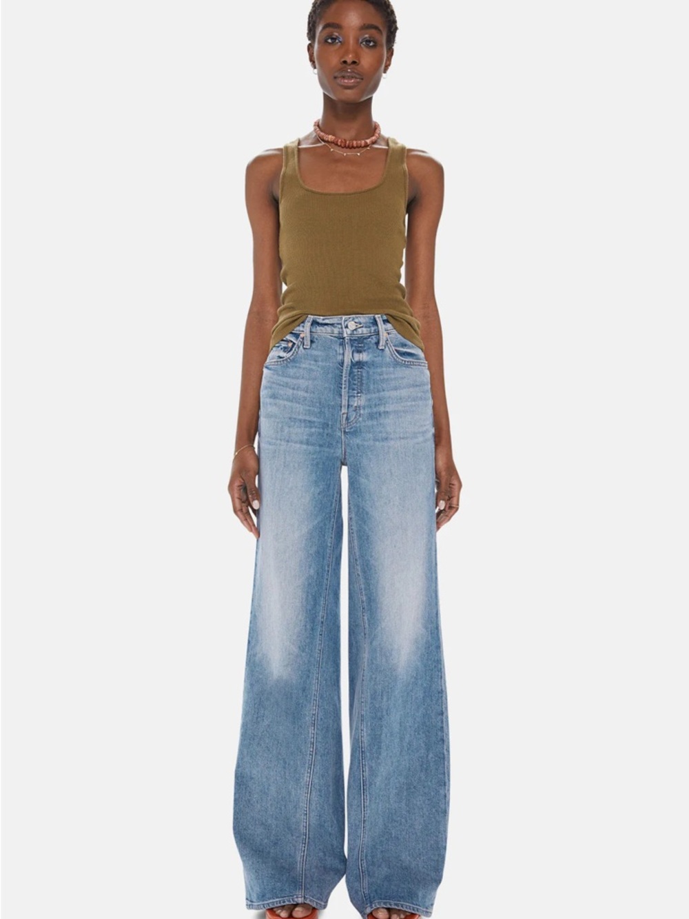 MOTHER Light Blue High-Rise Wide-Leg Jeans- The Enchanter